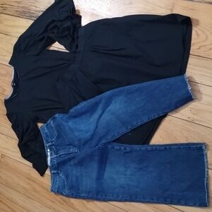 Package of 3! Cullotes jeans S25, Drew top XS, New Day gather skirt S M